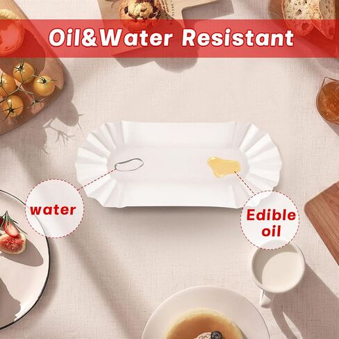 Haploon 1200 Pcs Paper Hot Dog Trays, 6 Inch Fluted Paper Hot Dog Liners, White Rectangular Fluted Hotdog Tray for Party and BBQ, Disposable Grease-Proof Food Boats for Takeout Food To-Go Orders in Kuwait