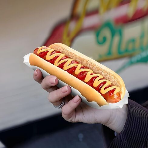 Haploon 1200 Pcs Paper Hot Dog Trays, 6 Inch Fluted Paper Hot Dog Liners, White Rectangular Fluted Hotdog Tray for Party and BBQ, Disposable Grease-Proof Food Boats for Takeout Food To-Go Orders in Kuwait