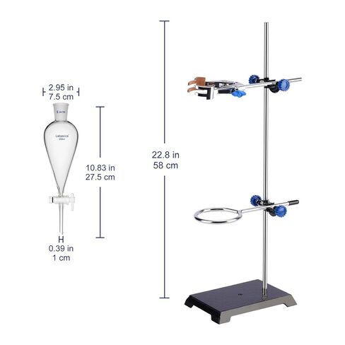 Labasics Bundle-2 Items: 250 ml Conical Separatory Funnel and Lab Stand and Clamp Set in Saudi Arabia