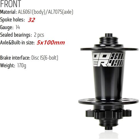BestParts XM490 PRO MTB Mountain Bike 32H 135mm 6 Bolt Quick Release Disc Brake Hub Set، الألومنيوم الكامل 6 مخالب MTB المحور الخلفي 5x135mm HG/المحور الأمامي 5x100mm متوافق مع Shimano 8-11S وSRAM 8-10S in Saudi Arabia