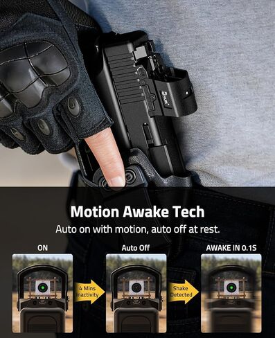 CVLIFE BearMight Auto-Brightness Green Dot Sight with Hood for RMS/RMSc, 5000G Shockproof, 3 MOA Dot Open Reflex Optics, Motion Awake Scope for Compact Pistol, with Adapter for RMR/MOS/21mm Picatinny in Saudi Arabia
