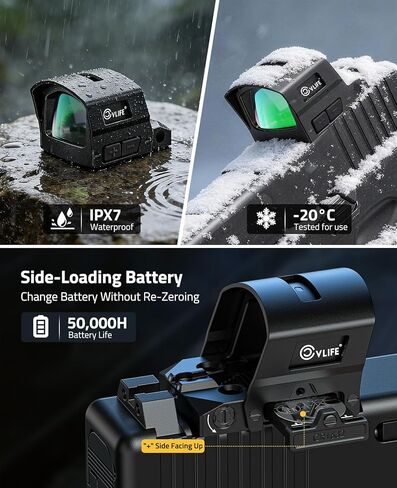 CVLIFE BearMight Auto-Brightness Green Dot Sight with Hood for RMS/RMSc, 5000G Shockproof, 3 MOA Dot Open Reflex Optics, Motion Awake Scope for Compact Pistol, with Adapter for RMR/MOS/21mm Picatinny in Saudi Arabia