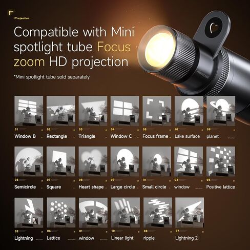 PHOTOOLEX PRO 12W RGB Photography Flashlight, 360 ° Full Color LED Portable Spotlight, Conical Optical Snoot Kit with 10 Metal Gobos/9000mAh/3 Lens/CRI 96+/12 Effects, LCD Display, APP Control in Kuwait