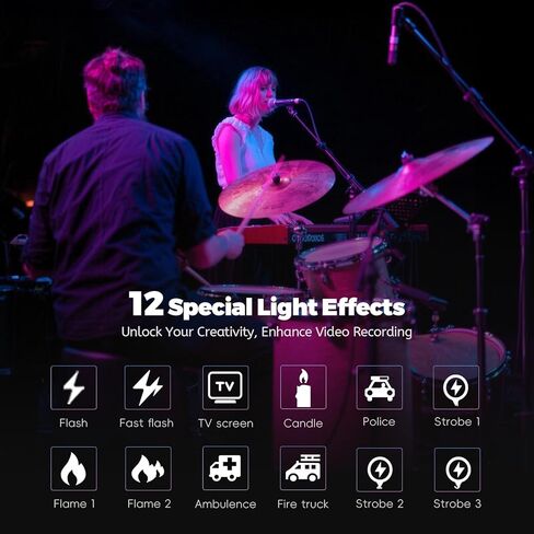 PHOTOOLEX PRO 12W RGB Photography Flashlight, 360 ° Full Color LED Portable Spotlight, Conical Optical Snoot Kit with 10 Metal Gobos/9000mAh/3 Lens/CRI 96+/12 Effects, LCD Display, APP Control in Kuwait