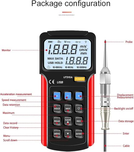Portable high-Sensitivity Vibration Meter Probe for Measuring Acceleration, Velocity, and Displacement, with Data Storage Capabilities in Saudi Arabia