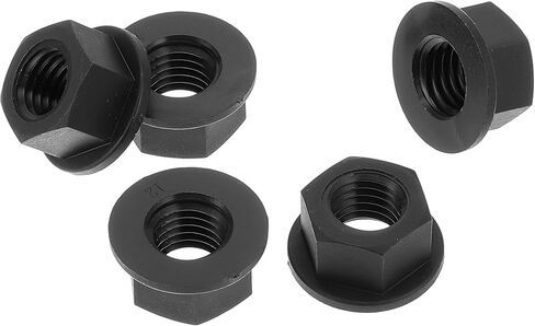 5 Pcs M12 Car Flange Nuts Nylon Flat Hex Lock Flange Nuts Non-Slip Lock Flange Black for Car Motorcycle in Saudi Arabia