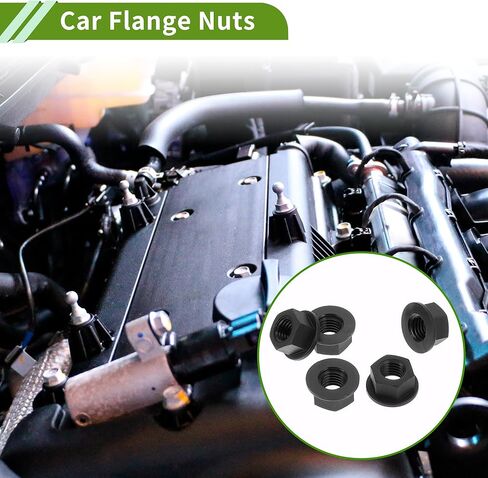5 Pcs M12 Car Flange Nuts Nylon Flat Hex Lock Flange Nuts Non-Slip Lock Flange Black for Car Motorcycle in Saudi Arabia