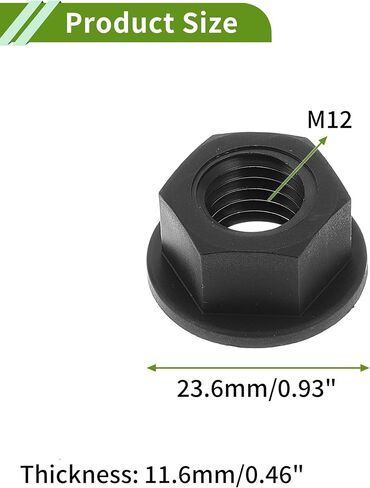 5 Pcs M12 Car Flange Nuts Nylon Flat Hex Lock Flange Nuts Non-Slip Lock Flange Black for Car Motorcycle in Saudi Arabia