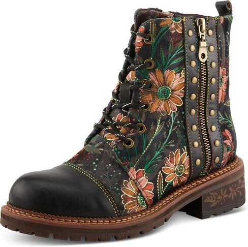 Spring Step L'Artiste Cordea Booties | Embroidered Leather Ankle Boots with Studded Details in Saudi Arabia