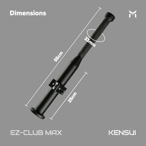 EZ-CLUB V2 MAX - نادي ثقيل الوزن قابل للتعديل - متوافق مع لوحات أولمبية مقاس 2 بوصة - طول 55 سم - يشمل الياقة - لقوة القبضة وحركة الكتف والتدريب على التدفق in Kuwait