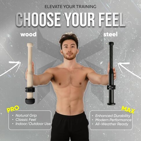 EZ-CLUB V2 MAX - نادي ثقيل الوزن قابل للتعديل - متوافق مع لوحات أولمبية مقاس 2 بوصة - طول 55 سم - يشمل الياقة - لقوة القبضة وحركة الكتف والتدريب على التدفق in Kuwait