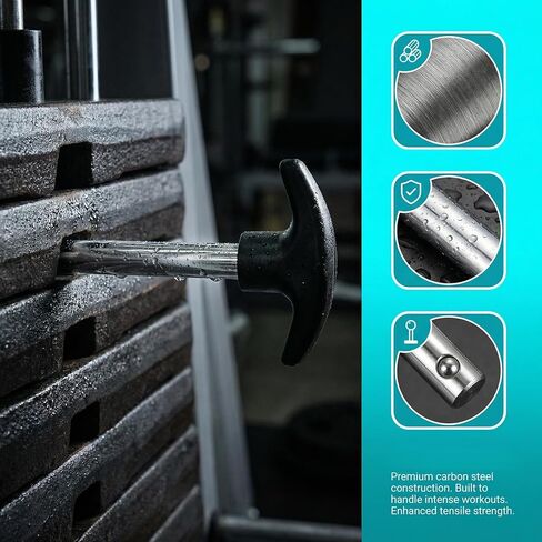 Weight Stack Pins, 3/8 Inch Diameter 6 Inch Length Heavy Duty Gym Locking Space Pin Replacement, Universal Weight Machine Pins for Fitness Exercise Equipment Home- 1 Pcs, Black in Saudi Arabia
