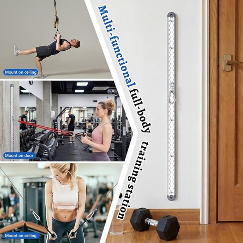 Zonon Adjustable Aluminum Wall-Mounted Anchored Fitness System Includes Two 40-inch Rails, Supports Over 600 Lbs, Features Locking Clips, Space-Saving for Exercise Bands Home Workouts in Saudi Arabia