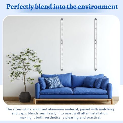 Zonon Adjustable Aluminum Wall-Mounted Anchored Fitness System Includes Two 40-inch Rails, Supports Over 600 Lbs, Features Locking Clips, Space-Saving for Exercise Bands Home Workouts in Saudi Arabia