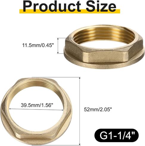 uxcell 2Pcs Brass Lock Nuts Pipe Fitting, G1-1/4 Female Hex Locknut, Flange Single Hole Faucet Lock Nut with Silicone Washer for Kitchen Basin Sink Plumbing in Saudi Arabia