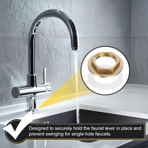 uxcell 2Pcs Brass Lock Nuts Pipe Fitting, G1-1/4 Female Hex Locknut, Flange Single Hole Faucet Lock Nut with Silicone Washer for Kitchen Basin Sink Plumbing in Saudi Arabia