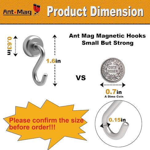 النمل ماج السنانير المغناطيسية هوك مغناطيس قوي مع الأرض النادرة النيوديميوم لملحقات السفن السياحية معلقة حامل الباب مفاتيح المنزل مكتب ثلاجات شواء، 0.63in in Kuwait