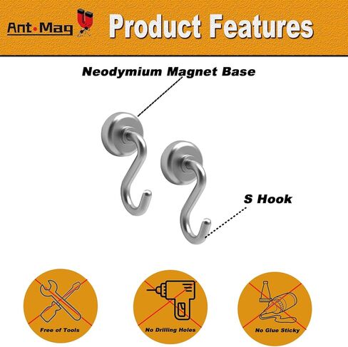 النمل ماج السنانير المغناطيسية هوك مغناطيس قوي مع الأرض النادرة النيوديميوم لملحقات السفن السياحية معلقة حامل الباب مفاتيح المنزل مكتب ثلاجات شواء، 0.63in in Kuwait