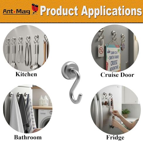 النمل ماج السنانير المغناطيسية هوك مغناطيس قوي مع الأرض النادرة النيوديميوم لملحقات السفن السياحية معلقة حامل الباب مفاتيح المنزل مكتب ثلاجات شواء، 0.63in in Kuwait