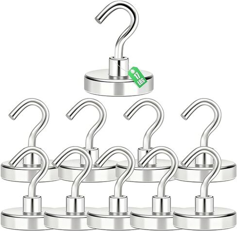 10Pcs Magnetic Hooks,18lbs Strong Magnet Hooks for Hanging,Neodymium Magnets with Hook for Refrigerator Kitchen Grill in Saudi Arabia