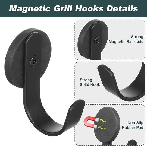 8 Pack Magnetic Hooks, Heavy Duty Strong Magnet Hangers for Grill, Refrigerator, Metal Door, Kitchen, Barbecue Tools in Kuwait