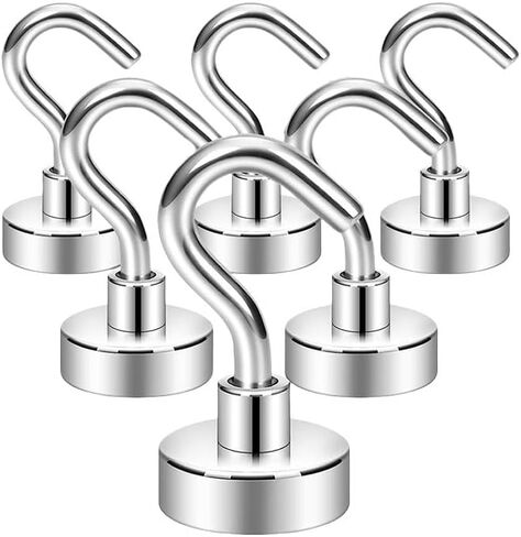 6 Pack Magnetic Hooks, 17.6lb Heavy Duty Magnetic Hooks Strong Magnet Hook for Hanging, Magnetic Hanger for Cabins, Perfect for Refrigerator and Other Magnetic Surfaces in Saudi Arabia