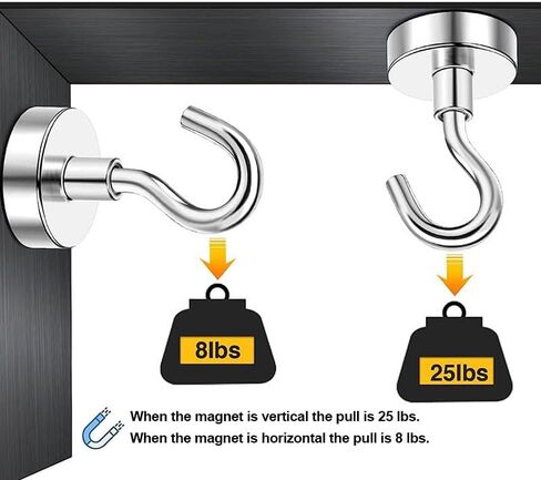6 Pack Magnetic Hooks, 17.6lb Heavy Duty Magnetic Hooks Strong Magnet Hook for Hanging, Magnetic Hanger for Cabins, Perfect for Refrigerator and Other Magnetic Surfaces in Saudi Arabia