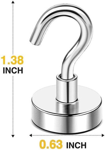 6 Pack Magnetic Hooks, 17.6lb Heavy Duty Magnetic Hooks Strong Magnet Hook for Hanging, Magnetic Hanger for Cabins, Perfect for Refrigerator and Other Magnetic Surfaces in Saudi Arabia