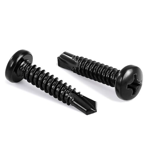 MewuDecor #10 x 1 Pan Head Self Tapping Screws Sheet Metal Screws, Stainless Steel 410, Black Finish, 100 PCS in Saudi Arabia