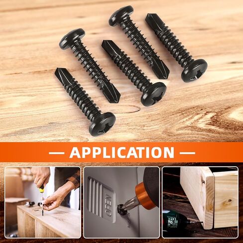 MewuDecor #10 x 1 Pan Head Self Tapping Screws Sheet Metal Screws, Stainless Steel 410, Black Finish, 100 PCS in Saudi Arabia