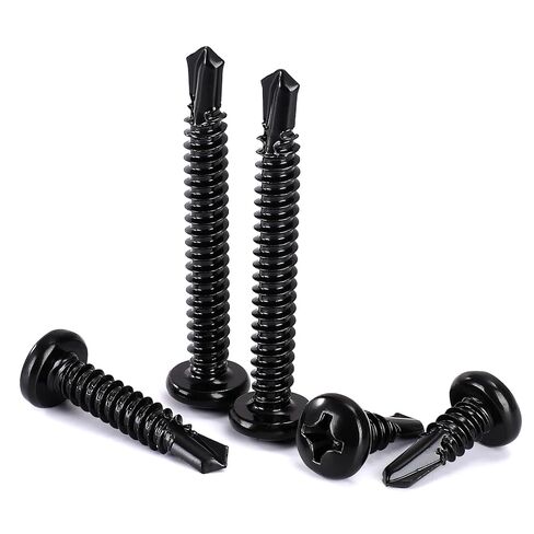 MewuDecor #10 x 1 Pan Head Self Tapping Screws Sheet Metal Screws, Stainless Steel 410, Black Finish, 100 PCS in Saudi Arabia