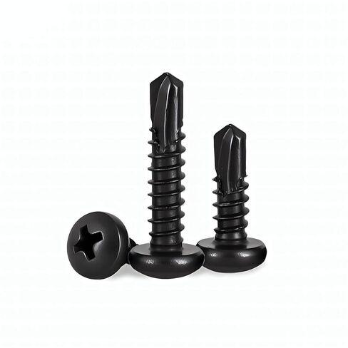 #10 x 3/4" (100 Pack) Pan Head Sheet Metal Screws Phillips Drive Fast Self-Tapping Screw Wood Screws, High-Strength 410 Stainless Steel, Black Oxide in Kuwait