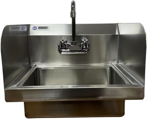 حوض يد كوماندر من الفولاذ المقاوم للصدأ مقاس 15 بوصة × 17 بوصة × 13 بوصة ارتفاع NSF تجاري مثبت على الحائط، للمطاعم والمطابخ in Kuwait