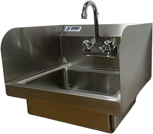حوض يد كوماندر من الفولاذ المقاوم للصدأ مقاس 15 بوصة × 17 بوصة × 13 بوصة ارتفاع NSF تجاري مثبت على الحائط، للمطاعم والمطابخ in Kuwait