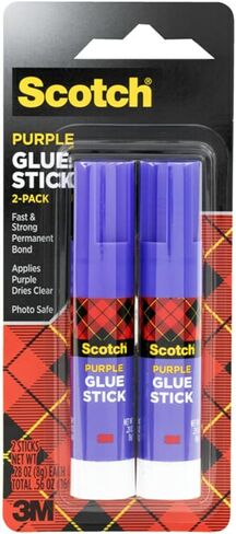 Scotch Purple Glue Stick 6108-2N – .28 Ounce, Acid-Free, Non-Toxic, Dries Clear, Ideal for Paper and Fabric Projects, 2-Pack in Saudi Arabia
