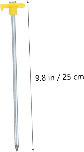 POPETPOP 10pcs Yellow Lengthened Tent Pegs with Hook for Camping Heavy Duty Ground Nails for Outdoor Hiking Easy to Fix and Remove Long and Thick Loosening Stakes for Hard Soil in Saudi Arabia