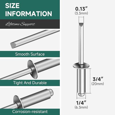 300 Pcs 3/16" x 1/4" Aluminum Blind Pro Rivets, 5 x 6mm Pop Rivets, 3/16 Rivet Aluminum Grip and Steel Mandrel in Saudi Arabia