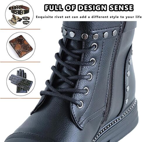 480 مجموعة من 3 مقاسات من المسامير الجلدية ذات الغطاء المزدوج للجلد مع مجموعة أدوات تثبيت المطرقة المطاطية، مسامير معدنية أنبوبية من أجل قبعات جلدية يدوية الصنع وأحذية ومحفظة وإصلاح الحقائب (4 ألوان) in Kuwait