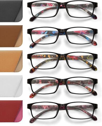 Reading Glasses for Women: 5 Pack Blue Light Blocking Readers for Small Face, Lightweight Spring Hinge Anti-Glare in Kuwait