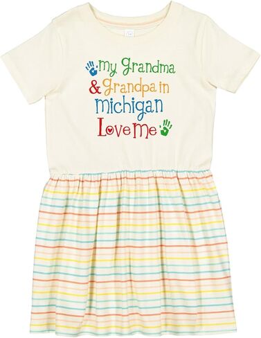 inktastic Michigan Grandma Loves Me Toddler Dress in Saudi Arabia