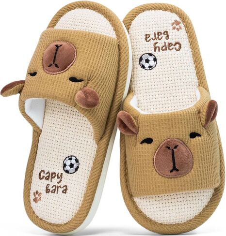 Capybara Slippers for Women Men,Cute Fluffy Animal Slippers,Warm Winter Wear Home Cozy Furry Soft Indoor Kawaii Shoes in Kuwait