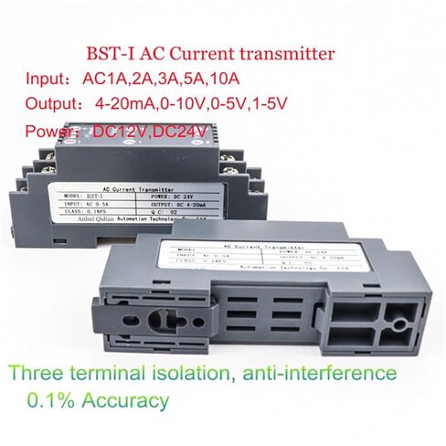 1PCS Ac Current Transmitter Din Rail Current Sensor AC5A 10A Input 4-20mA 0-10V 0-5V Output DC24V DC12V(AC 0-2A,4-20mA) in Saudi Arabia