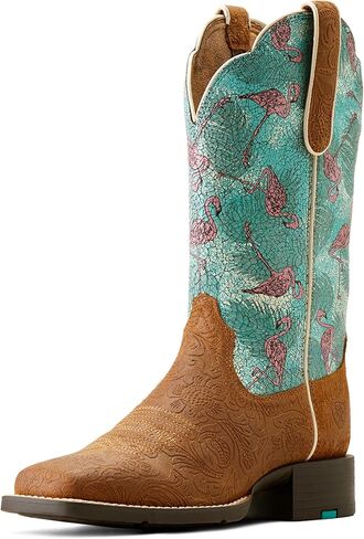 ARIAT Women's Round Up Square Toe Western Boot, Ready Russet, 6.5 Wide in Saudi Arabia