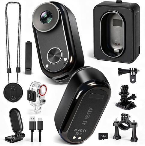 True 4K Action Camera with GPS AI Tracking, 128G Wearable Body Camera with 6-Axis Stabilization, Thumb POV Cam with Charging Case, Waterproof Sports Camera for Cycling Swimming Skiing in Saudi Arabia