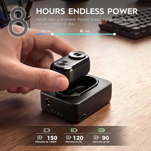 True 4K Action Camera with GPS AI Tracking, 128G Wearable Body Camera with 6-Axis Stabilization, Thumb POV Cam with Charging Case, Waterproof Sports Camera for Cycling Swimming Skiing in Saudi Arabia