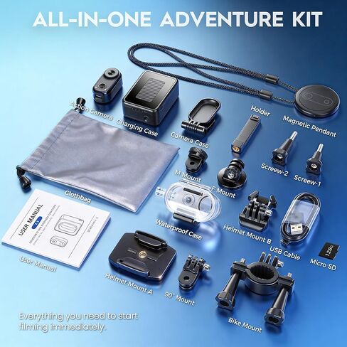 True 4K Action Camera with GPS AI Tracking, 128G Wearable Body Camera with 6-Axis Stabilization, Thumb POV Cam with Charging Case, Waterproof Sports Camera for Cycling Swimming Skiing in Saudi Arabia