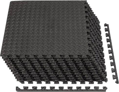 بلاط أرضيات من الفوم/المطاط المتشابك من NEWBULIG، أرضيات صالة الألعاب الرياضية لسجادة الصالة الرياضية المنزلية بطول 60.96 سم، وسمك 1/2 بوصة، حصائر إسفنجية/مطاطية للأرضيات، المرآب، مساحة التمرين، غير قابلة للانزلاق، 6/12/36 قطعة in Kuwait