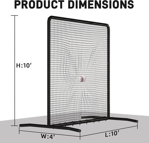 MR Professional Baseball Pitching Screen 10x10FT, Baseball Softball Pitching Net Protective Screen for Field, Large Steel Frame Square Fungo Screen for Training in Saudi Arabia