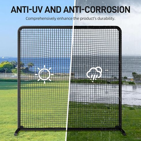 MR Professional Baseball Pitching Screen 10x10FT, Baseball Softball Pitching Net Protective Screen for Field, Large Steel Frame Square Fungo Screen for Training in Saudi Arabia