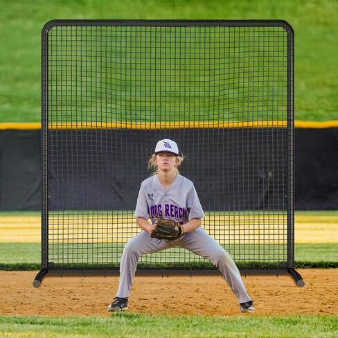 MR Professional Baseball Pitching Screen 10x10FT, Baseball Softball Pitching Net Protective Screen for Field, Large Steel Frame Square Fungo Screen for Training in Saudi Arabia